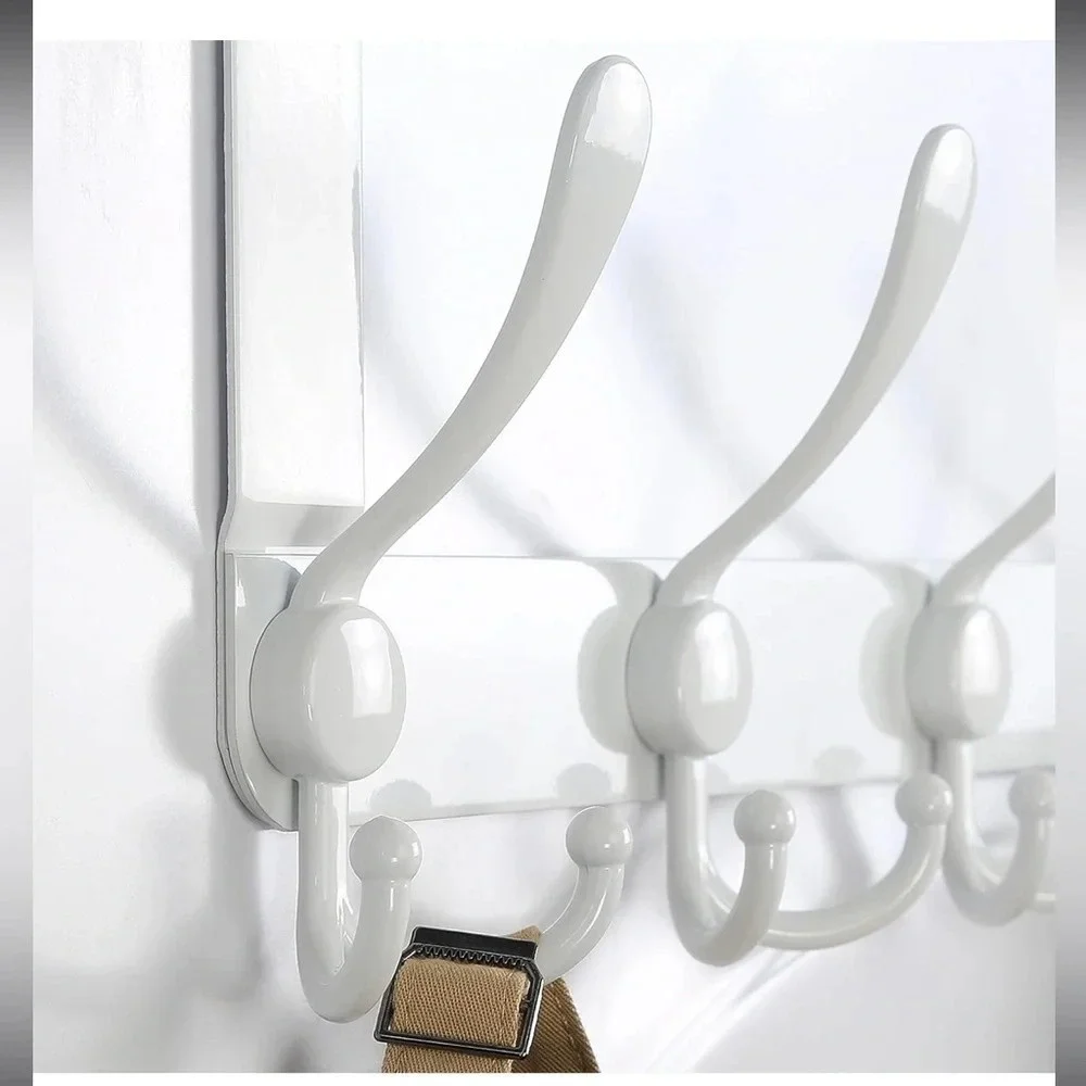 🆕 Heavy Duty Over The Door Clothes Hanger and Towel Rack, White